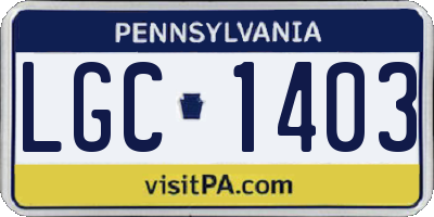 PA license plate LGC1403