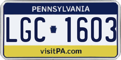 PA license plate LGC1603