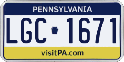 PA license plate LGC1671