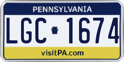 PA license plate LGC1674