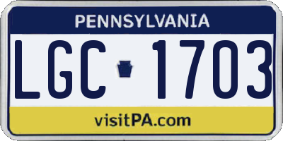 PA license plate LGC1703