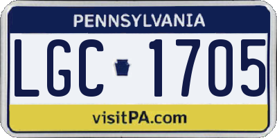 PA license plate LGC1705