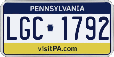 PA license plate LGC1792