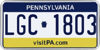 PA license plate LGC1803