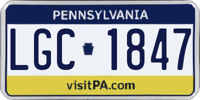 PA license plate LGC1847