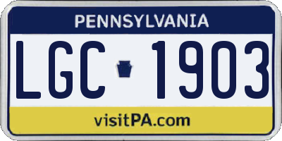 PA license plate LGC1903