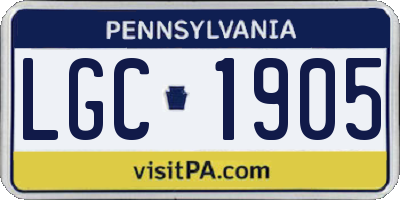PA license plate LGC1905
