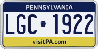 PA license plate LGC1922