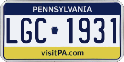 PA license plate LGC1931