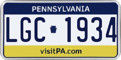 PA license plate LGC1934
