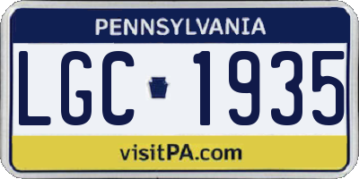 PA license plate LGC1935