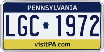 PA license plate LGC1972