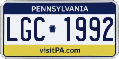 PA license plate LGC1992
