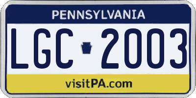 PA license plate LGC2003