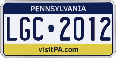 PA license plate LGC2012