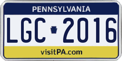 PA license plate LGC2016