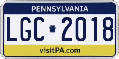 PA license plate LGC2018