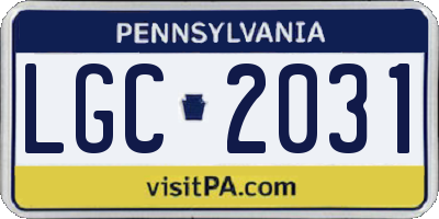 PA license plate LGC2031