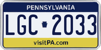 PA license plate LGC2033