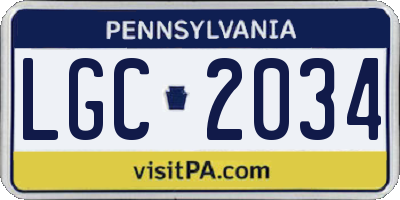 PA license plate LGC2034