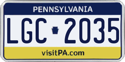 PA license plate LGC2035