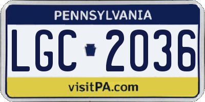 PA license plate LGC2036