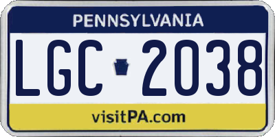 PA license plate LGC2038