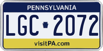PA license plate LGC2072