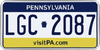 PA license plate LGC2087