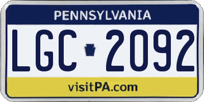 PA license plate LGC2092