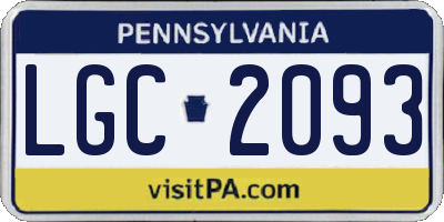 PA license plate LGC2093