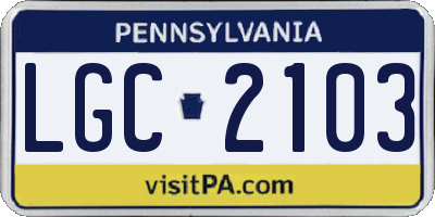 PA license plate LGC2103