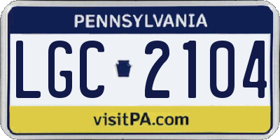 PA license plate LGC2104