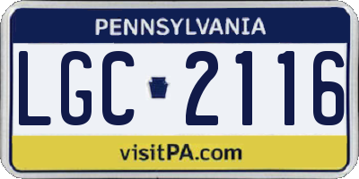 PA license plate LGC2116