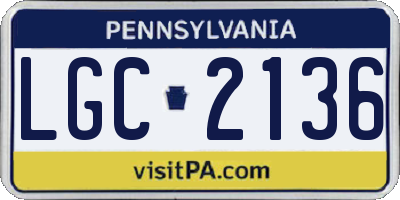 PA license plate LGC2136
