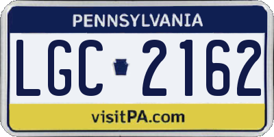 PA license plate LGC2162