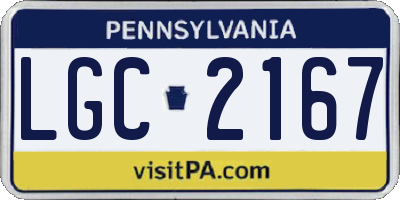 PA license plate LGC2167