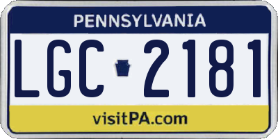 PA license plate LGC2181