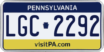 PA license plate LGC2292