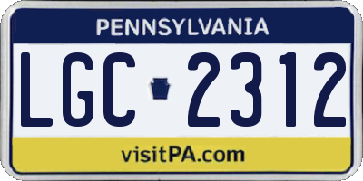 PA license plate LGC2312