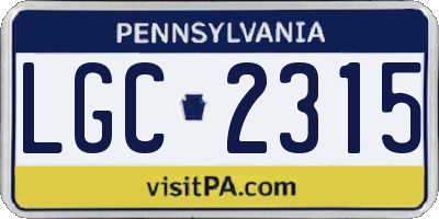 PA license plate LGC2315
