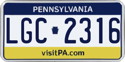 PA license plate LGC2316
