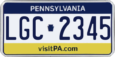 PA license plate LGC2345