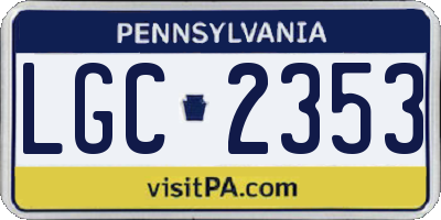PA license plate LGC2353