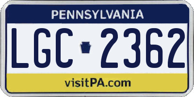 PA license plate LGC2362