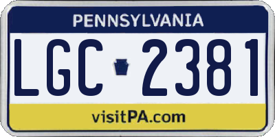 PA license plate LGC2381