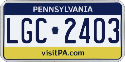 PA license plate LGC2403