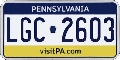 PA license plate LGC2603