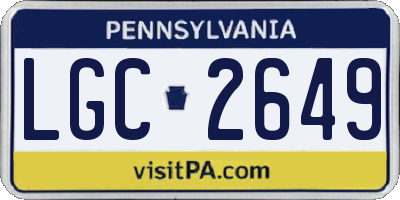 PA license plate LGC2649