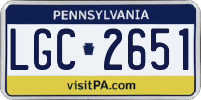 PA license plate LGC2651